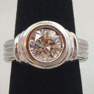 Bold Sterling Silver & CZ Solitaire Ring